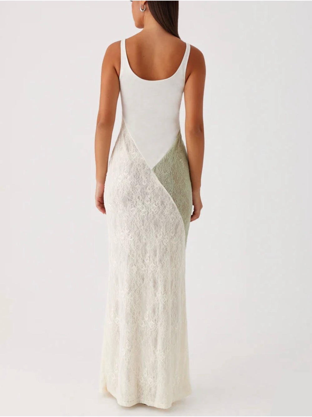 Peppermayo Twilight Dreams Maxi Dress 12 Ivory Green Lace Mesh Sheer - Picture 3 of 11